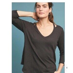 NWT ANTHROPOLOGIE LARAMIE TUNIC IN Grey 3/4 Sleeves Size Small MSRP $70.00